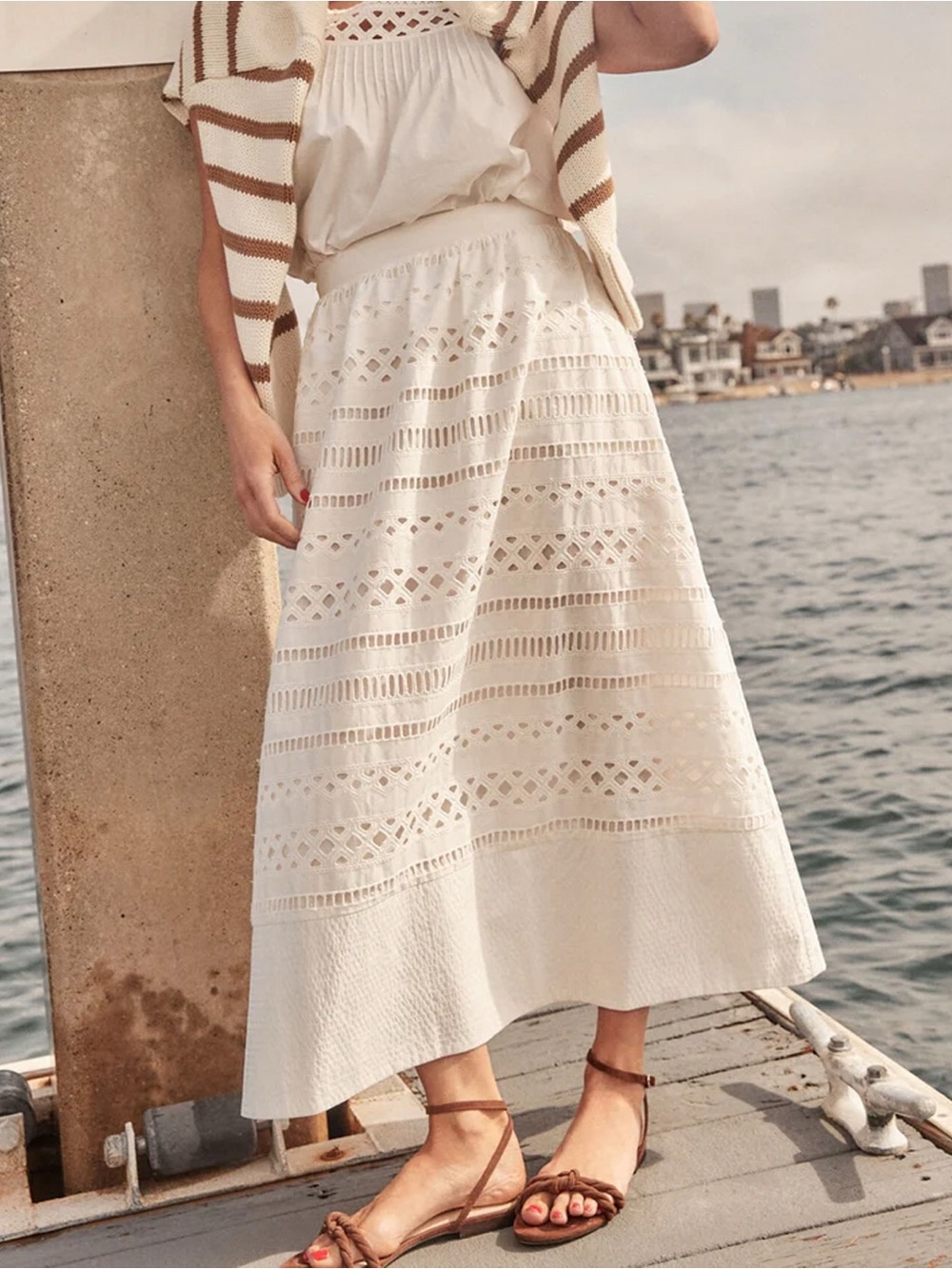 TUCKERNUCK X STUDIO MCGEE White Cotton Eyelet Laurel Skirt Size Small